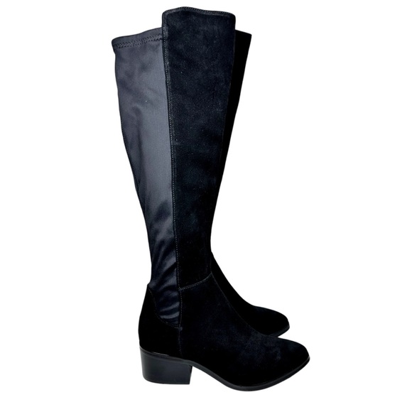 Blondo NEW Gallo Knee High Black Suede Boots Block Heel SZ 6.5 Waterproof - Picture 6 of 16